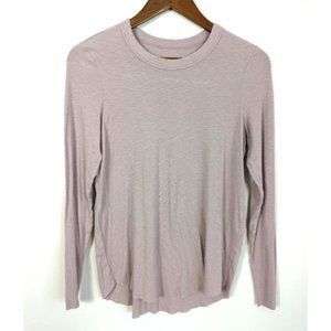 Aerie Real Soft French Taupe Cotton Blend Ribbed Long Sleeve Tee Shirt